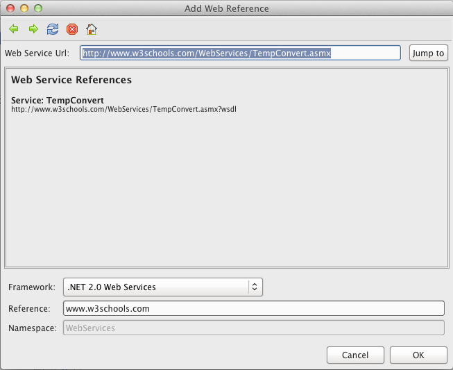 Importing a SOAP web service