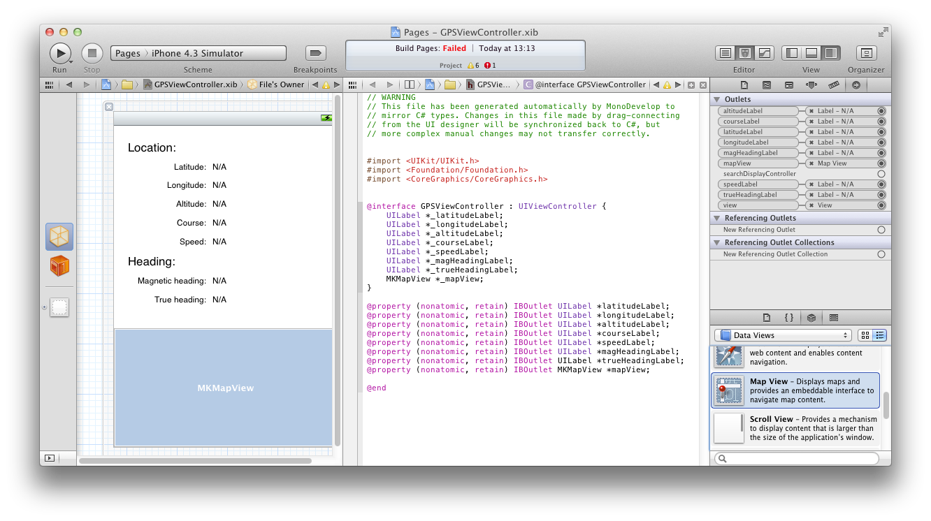 GPS page in Interface Builder