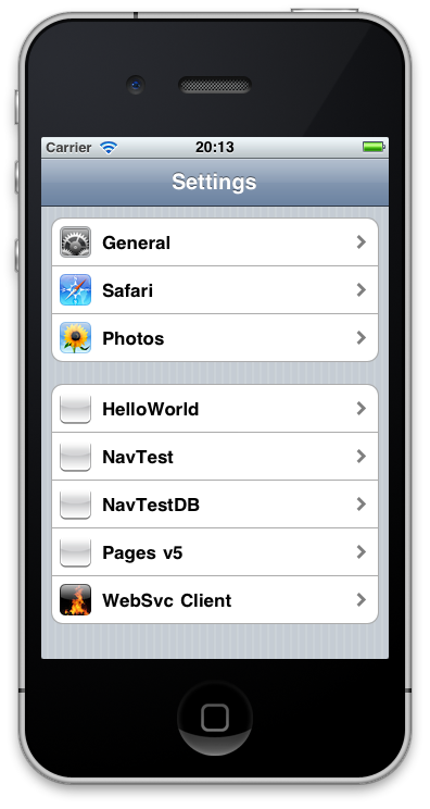 Blank settings icons