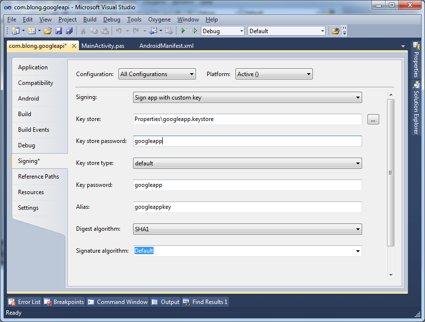 Signing with a custom key
