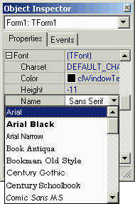 WYSIWYG font names